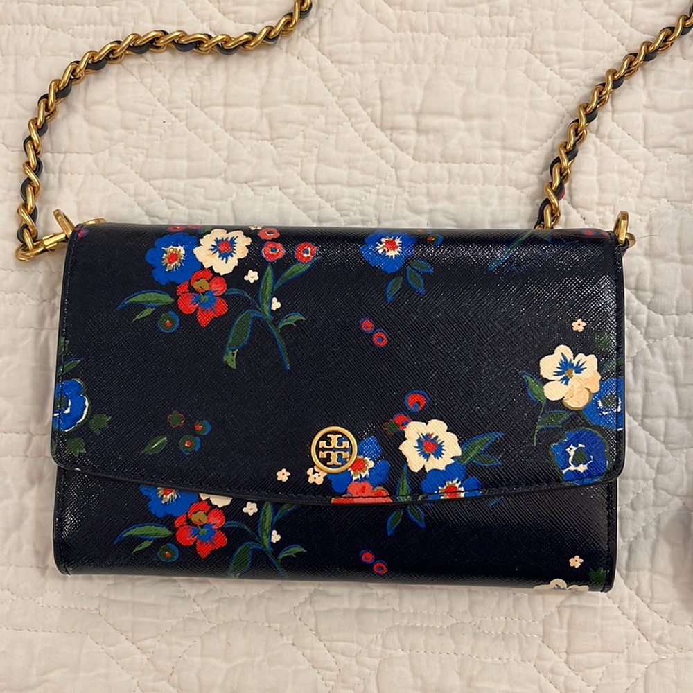 COPY - Tory Burch Pansy Bouquet Parker Printed Chain Wallet Crossbody